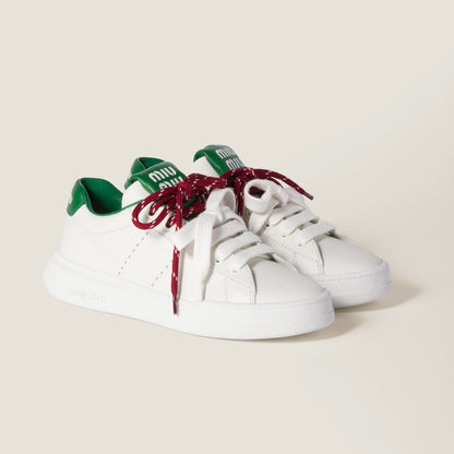 Sneakers aus Leder in Weiß/Grün