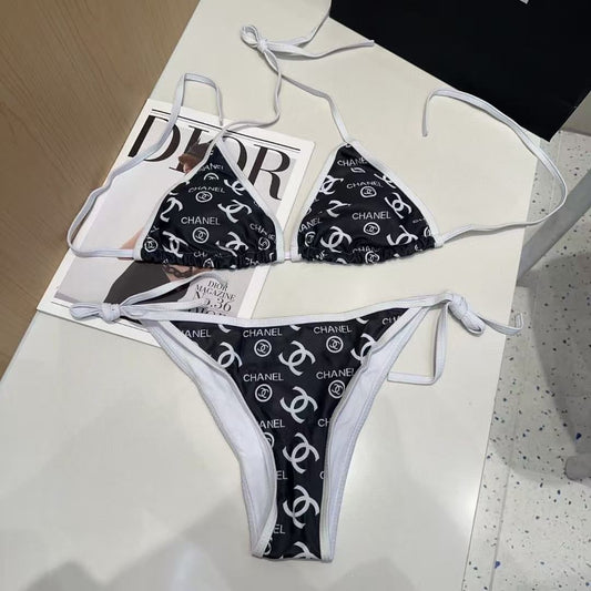 Bikini-Set mit Monogramm Schwarz
