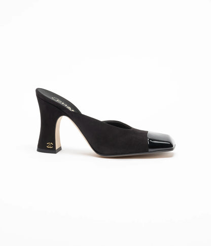 Sandalen aus schwarzem Velours-Ziegenleder
