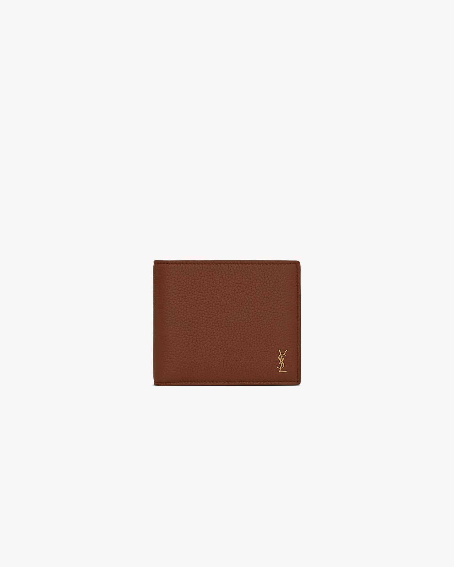 Small TINY CASSANDRE East/West wallet in grained brown leather