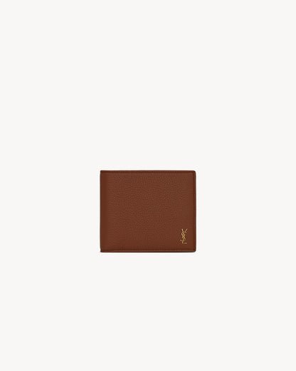 Small TINY CASSANDRE East/West wallet in grained brown leather