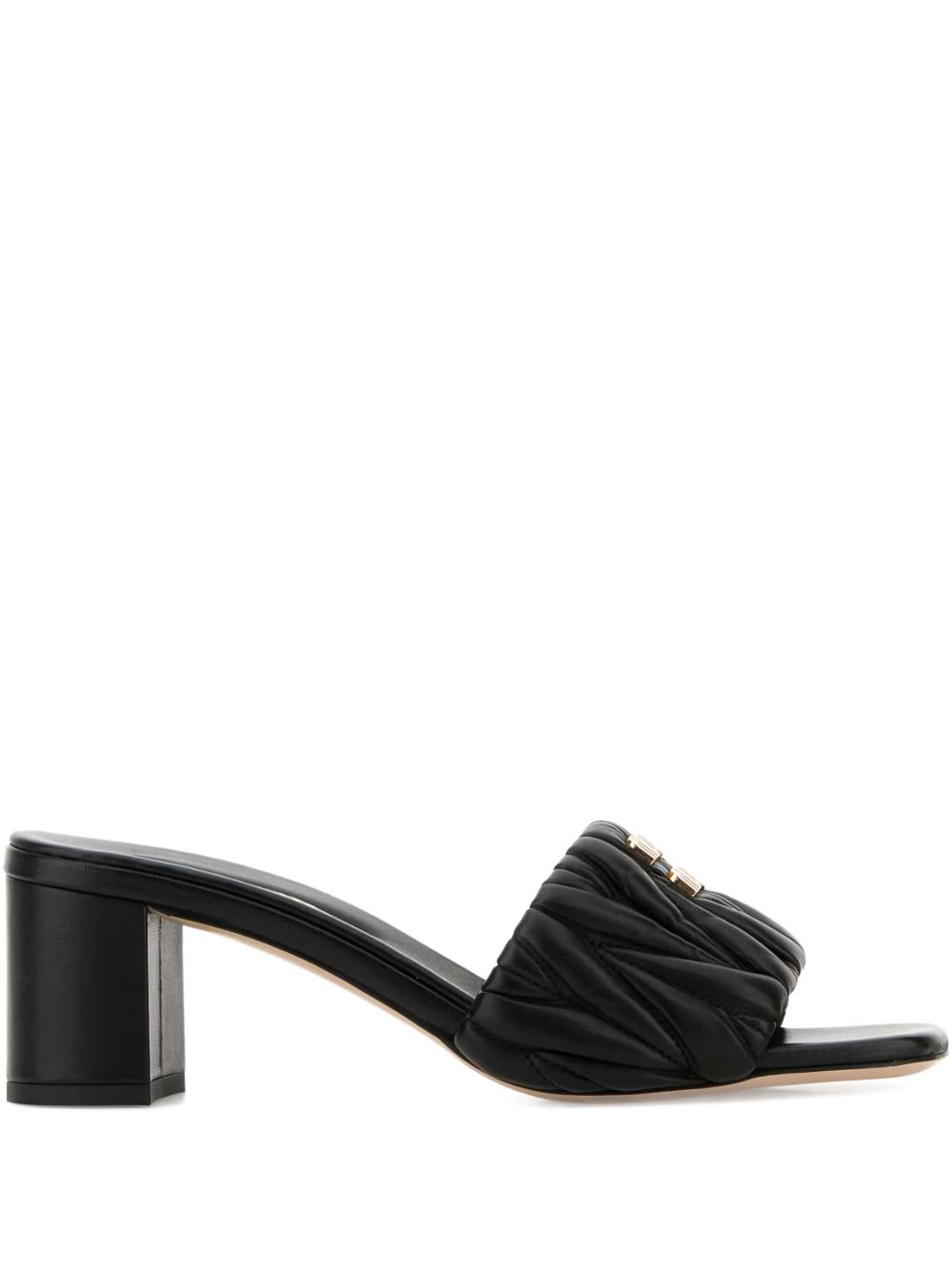 Sandalen mit gestepptem Riemen 55 mm in Schwarz