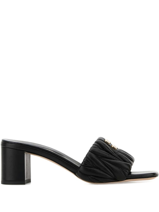 Sandals with quilted strap, 55 mm, in black