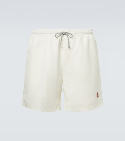Weiße Badehose mit rotem Logo