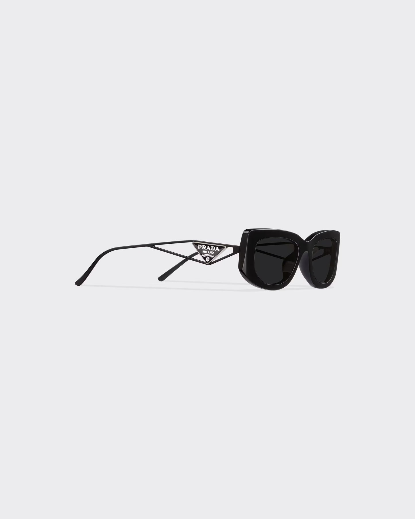 Sunglasses with triangle logo and slate-colored lenses