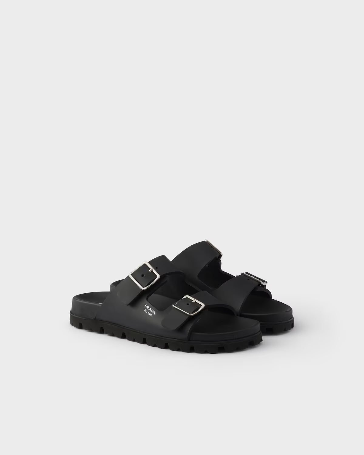 Slider-Sandalen aus schwarzem Gummi