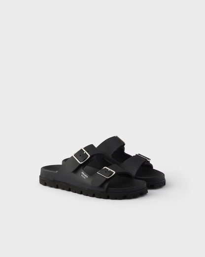 Slider-Sandalen aus schwarzem Gummi