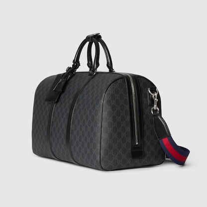GG Black Medium Travel Bag in GG Supreme Fabric Black