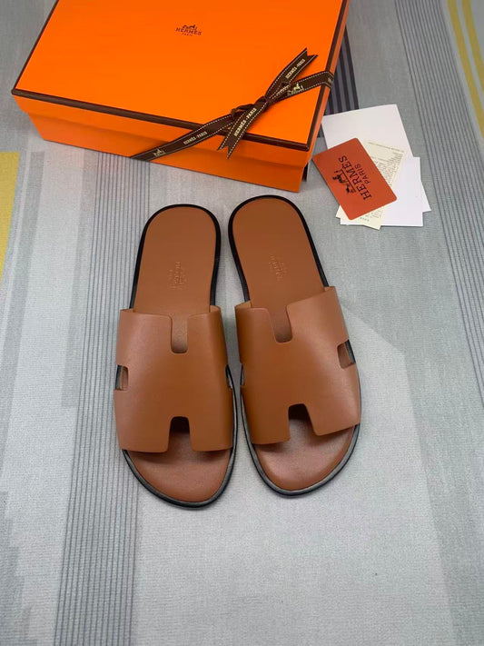 Herren-Sandalen Izmir aus glattem braunem Leder
