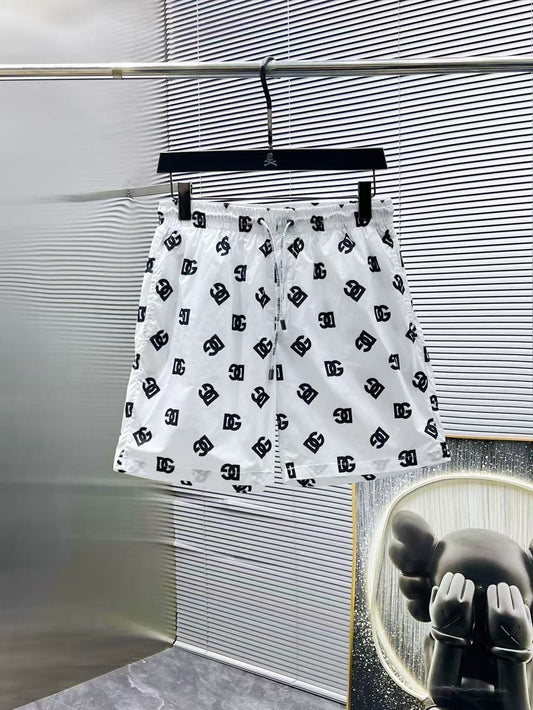 Badehose mit Monogramm-Muster Weiß