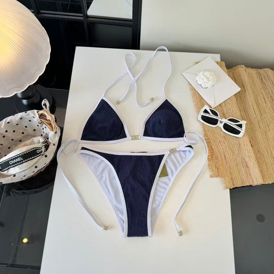 Bikini-Set mit GG-Monogramm und Triangel-Top Schwarz