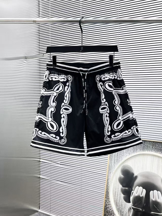 Badehose mit ornamentalem Rahmen-Print