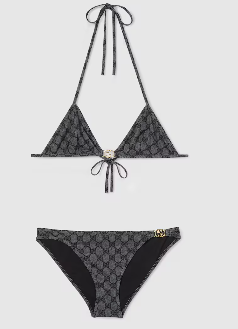 Bikini aus Stretch-Jersey mit GG-Print in Schwarz