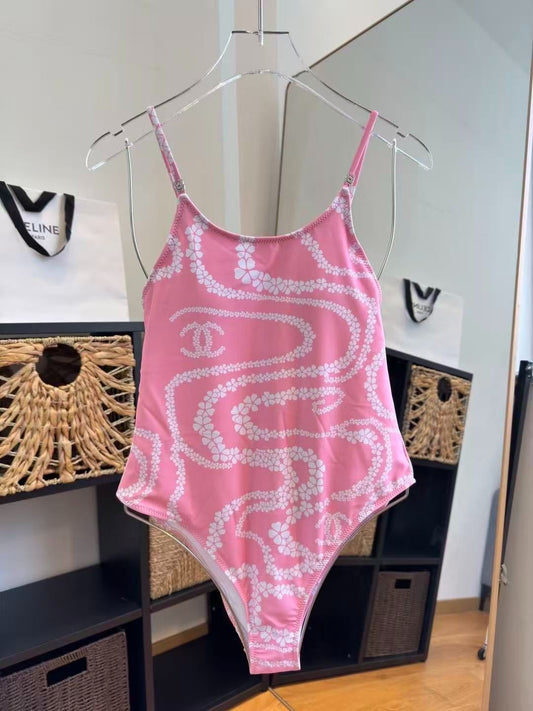 Badeanzug mit floralem Muster Rosa