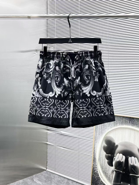 Badehose mit Barock-Print Schwarz