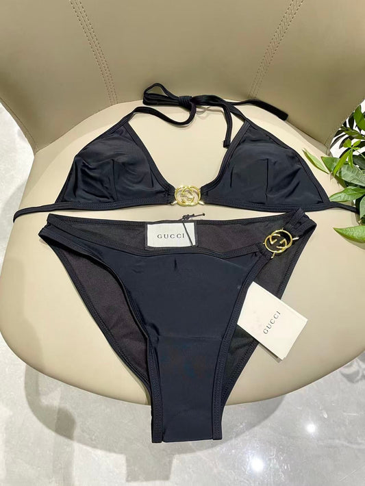 Bikini aus schwarzem GG-Stretch-Jersey