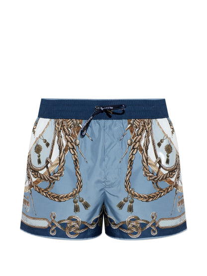 Badehose mit hellblauem Print