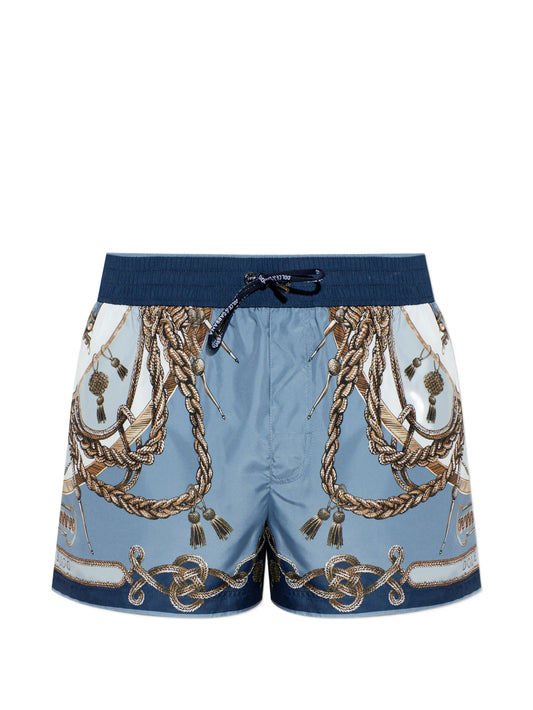 Badehose mit hellblauem Print