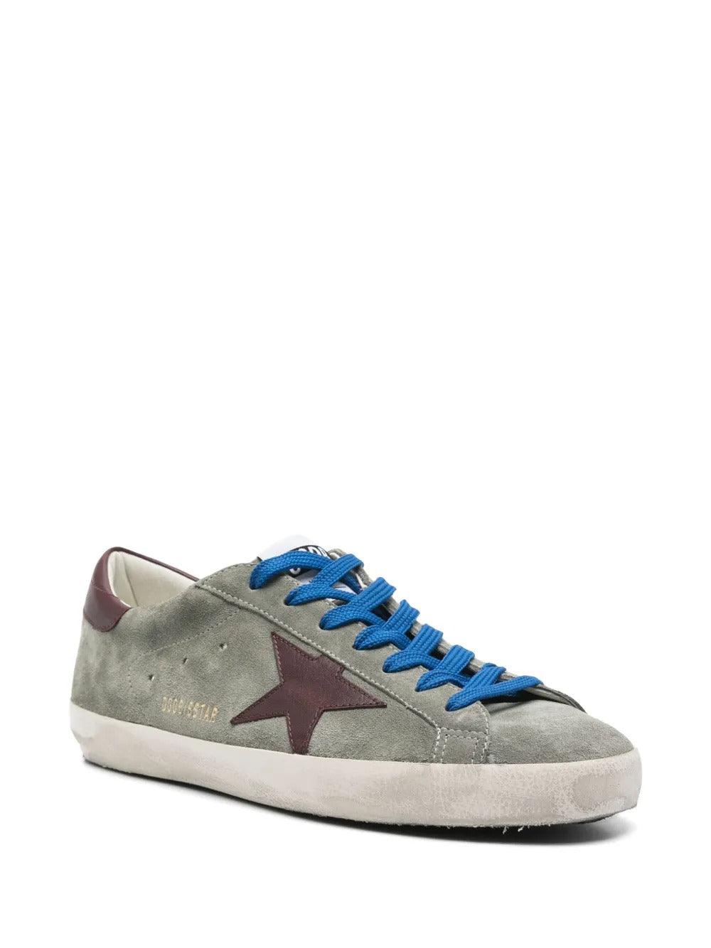 Super Star in green suede with star and burgundy heel