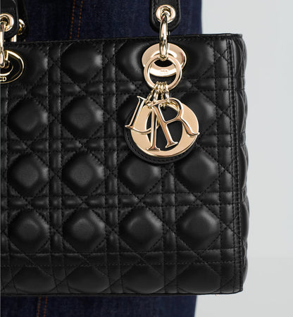 Mittelgroße Tasche Lady Dior Schwarz