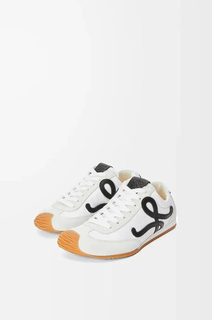 Ballet Runner 2.0 sneakers in nylon and leather, white/black