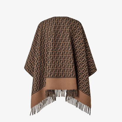 Damen Poncho aus Wolle/Kaschmir Braun