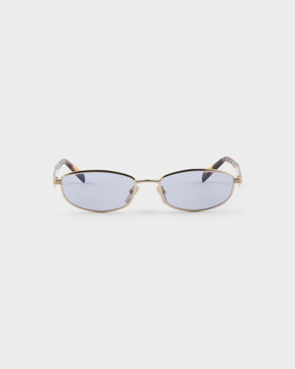 Pale gold acetate oval sunglasses with ultraviolet lenses