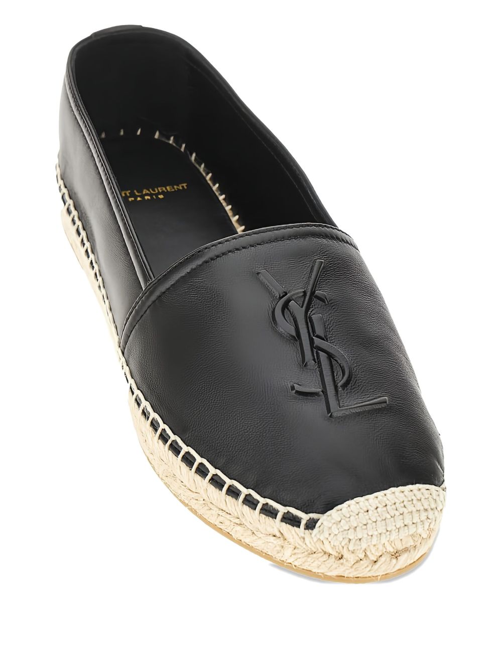 Espadrilles mit Logo in Schwarz/Raffia