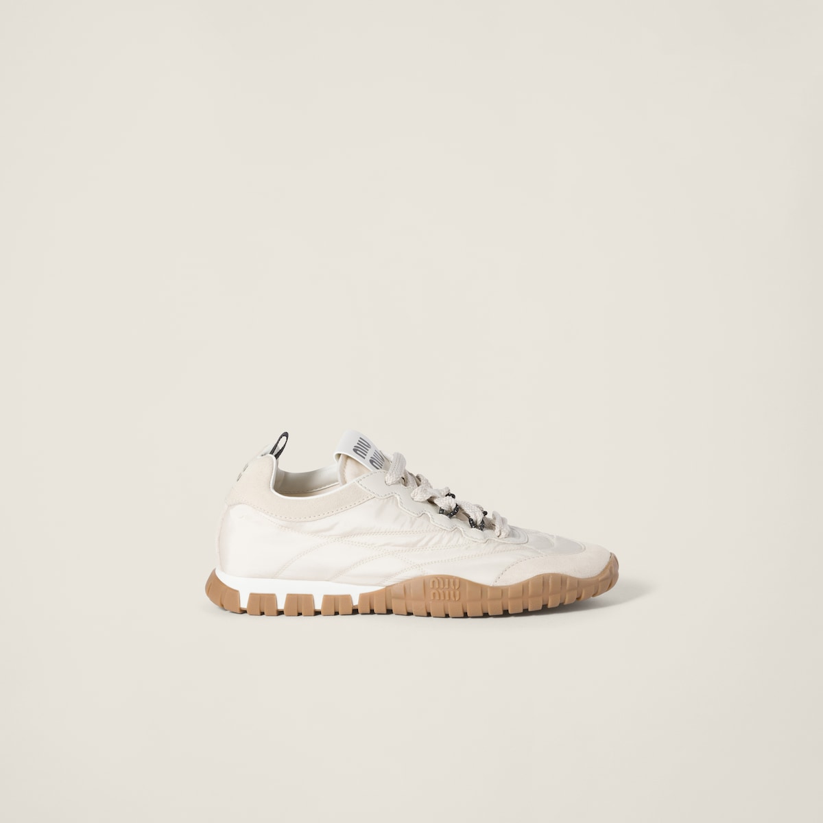 Tyre sneakers in technical fabric and suede in ivory