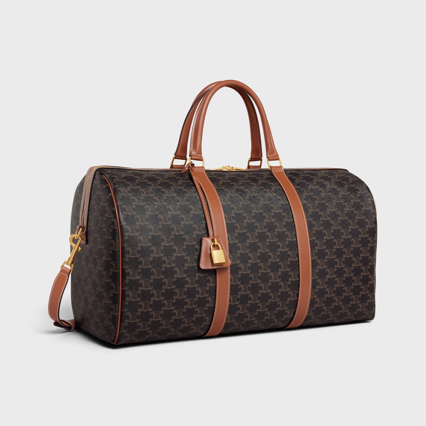 Große Voyage Tasche aus Triomphe-Canvas und Kalbsleder in Cognac