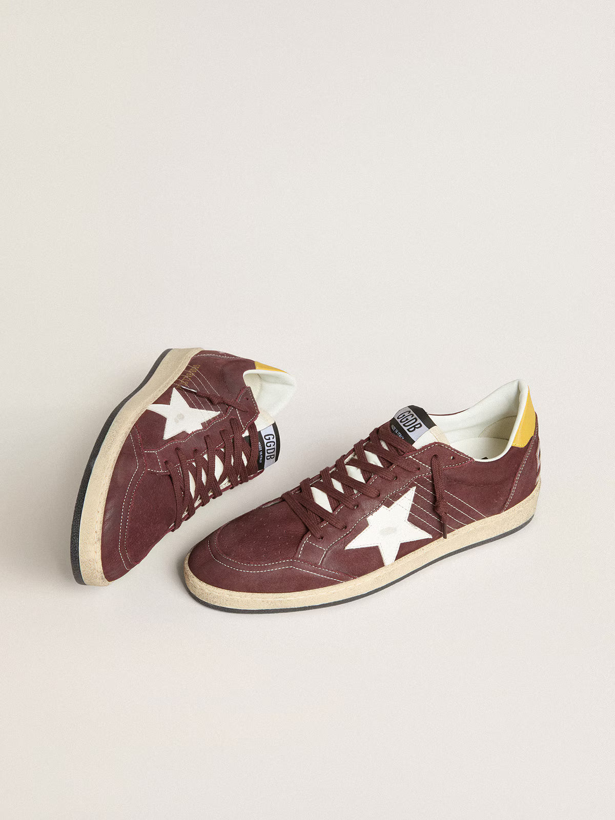 Chocolate brown nubuck with star and heel in leather