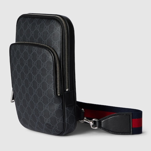 GG Black shoulder bag small size in GG Supreme fabric Black