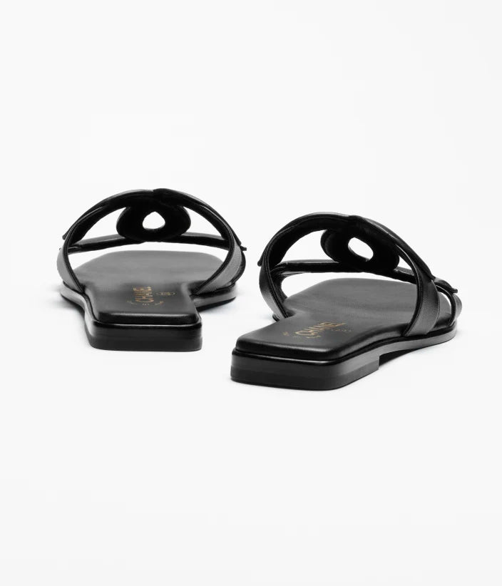 Sandalen aus schwarzem Lammleder