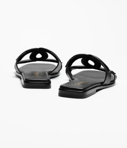 Sandalen aus schwarzem Lammleder