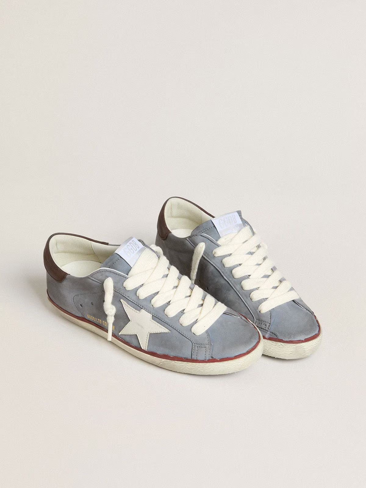 LTD in azure nubuck with white leather star and brown leather at the heel