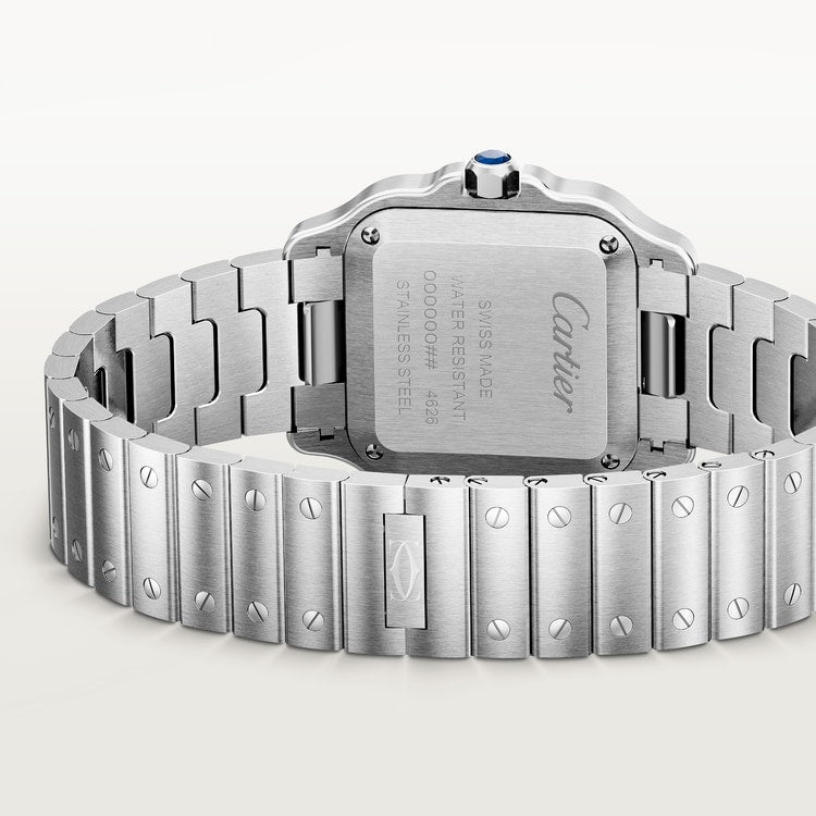 Santos watch in silver with blued steel hands