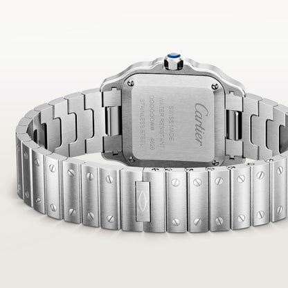 Santos watch in silver with blued steel hands