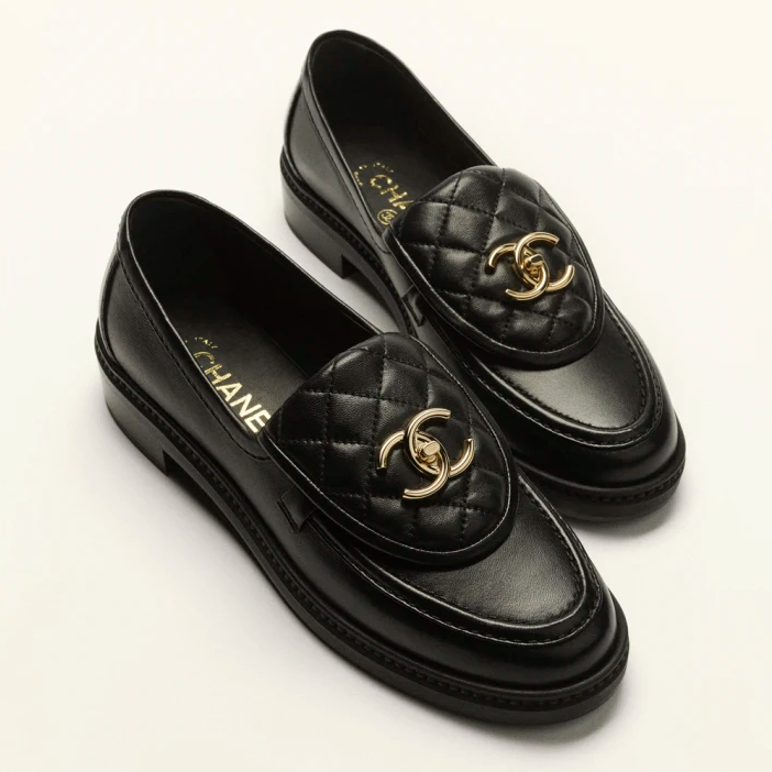 Black lambskin moccasins
