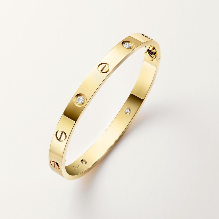LOVE bracelet, classic model with 4 diamonds, gold