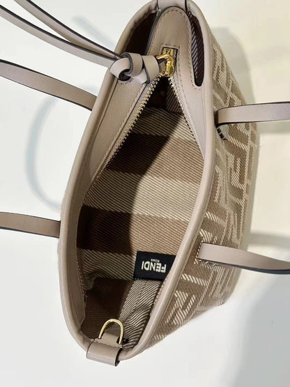 FF Jacquard Mini Roll Tote Bag Beige