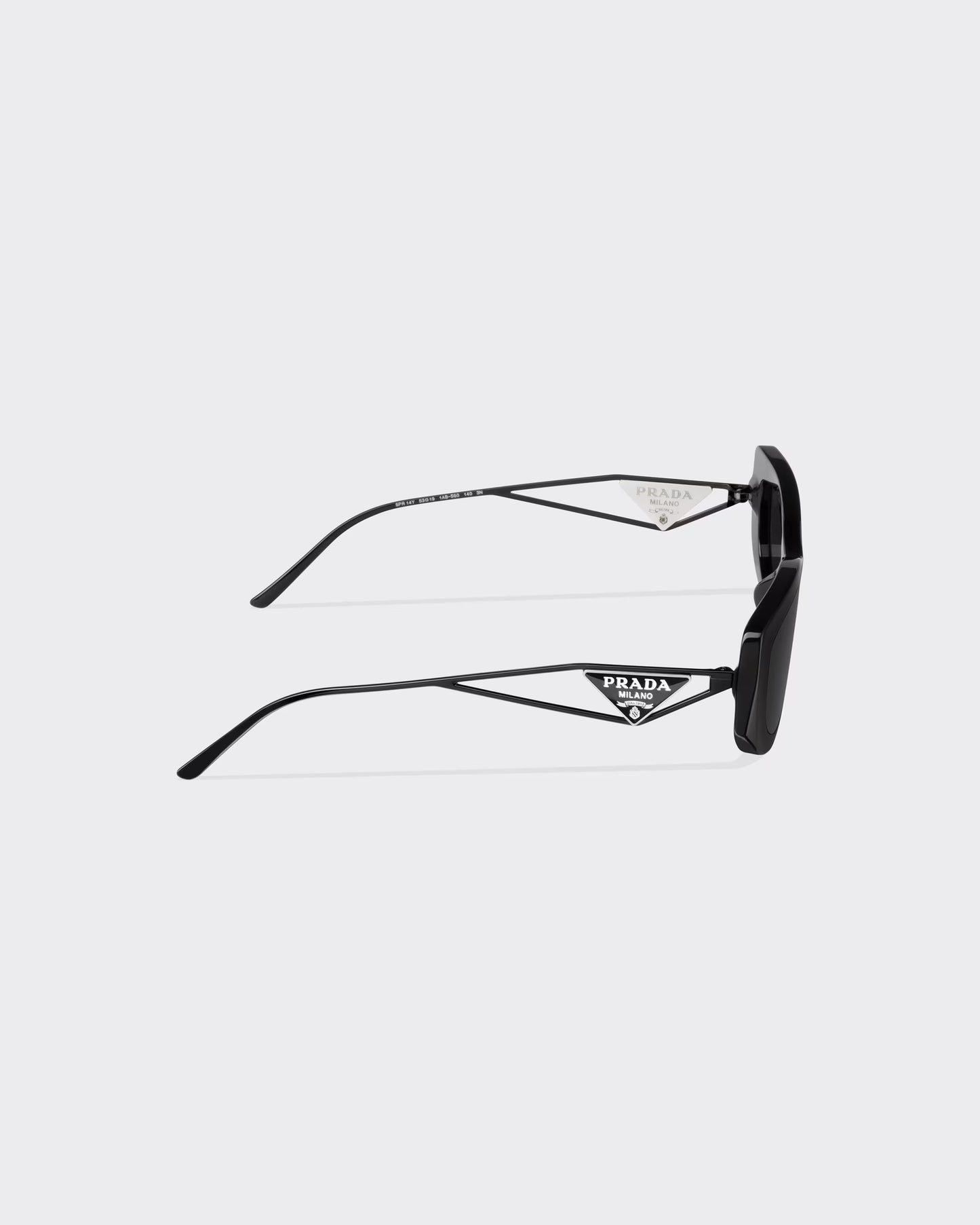 Sunglasses with triangle logo and slate-colored lenses