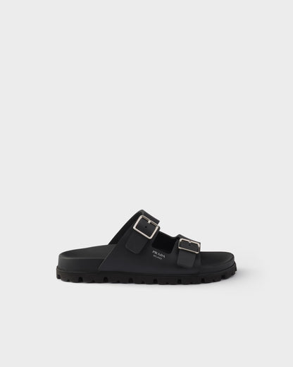 Slider-Sandalen aus schwarzem Gummi