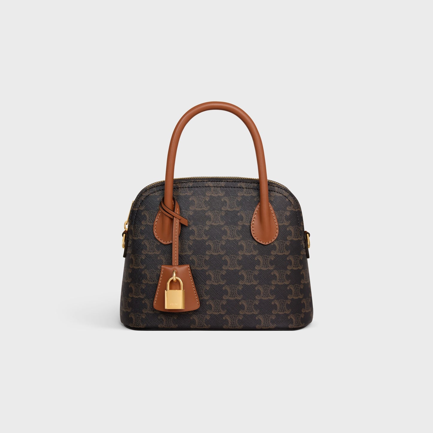Honorine Teen Tasche aus Triomphe-Canvas und Kalbsleder in Cognac