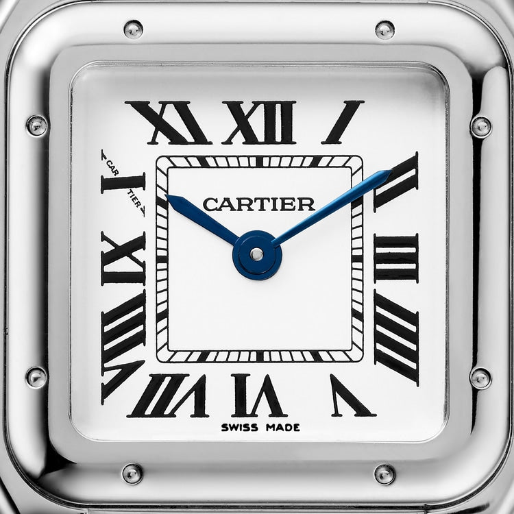 Panther clock, small model in silver
