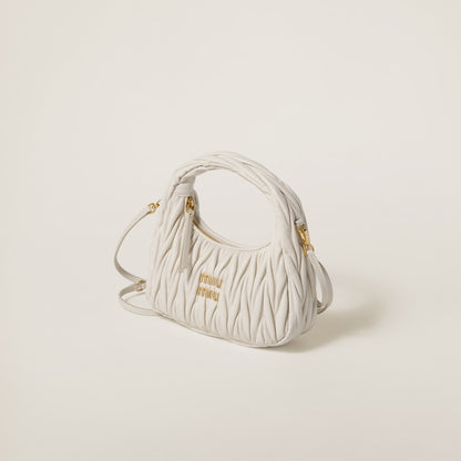 Hobo bag Wander small made of matelassed nappa leather in white