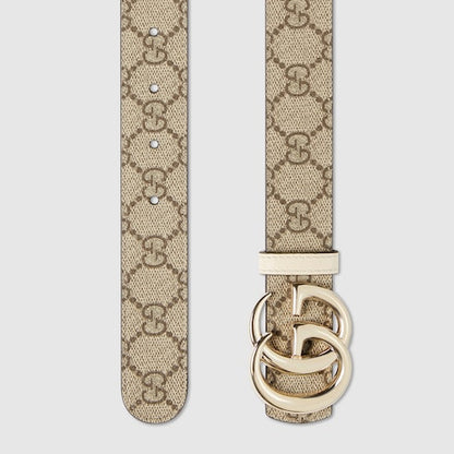 Wendegürtel GG Marmont Supreme in Beige und Elfenbeinleder Damen