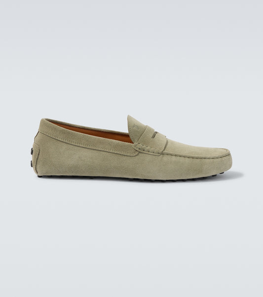 Green Suede Gommino Loafers