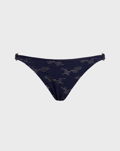 Damen-Triangel-Bikini-Set aus Fleur-Jacquard Marineblau