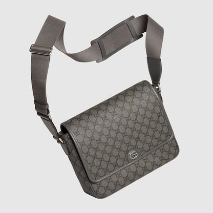 Ophidia medium shoulder bag in soft GG Supreme fabric, grey and black