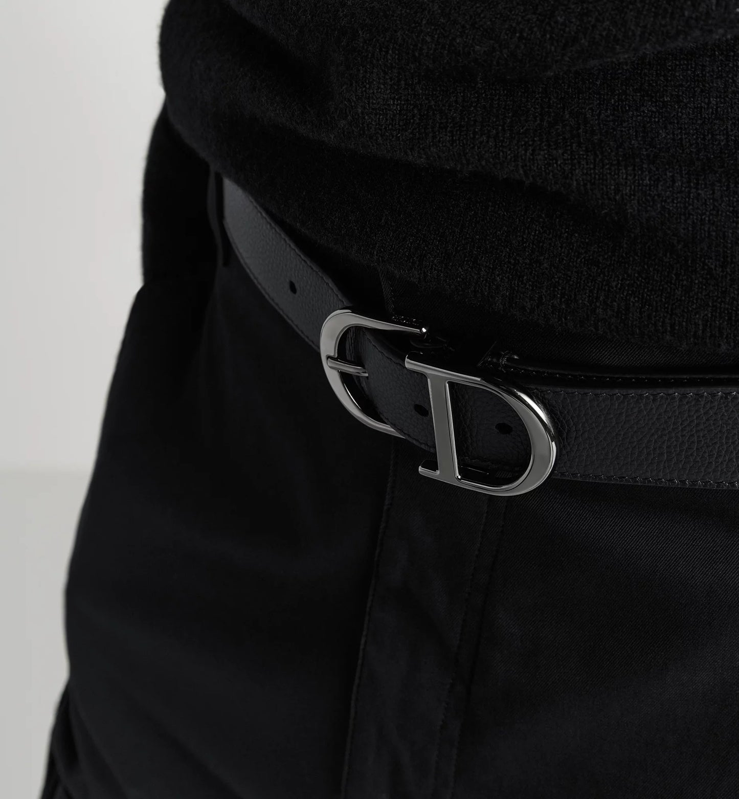 Belt Black grained calfskin 33 mm Men's